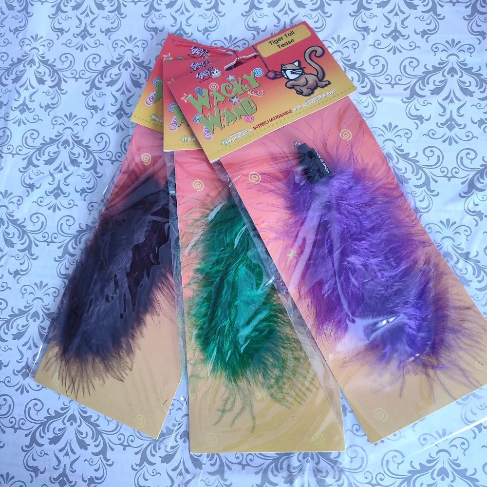 Lot of 3 Lazy Pet InteractiveTail Tease Cat Toy Violet, Green and Brown C1